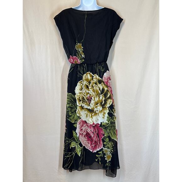 Chiffon Floral Dress S Fairy Dark Romantic Quite Luxury Old Money Date Night - Picture 5 of 13